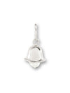 Silver bell-shaped pendant on a white background