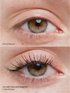 Comparison of an eye with and without LIMITLESS LASH MASCARA on a close-up of the eyelashes.