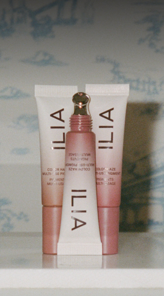 Three tubes of ILIA multi-use cream Color Haze to support their gift with purchase on orders over $50