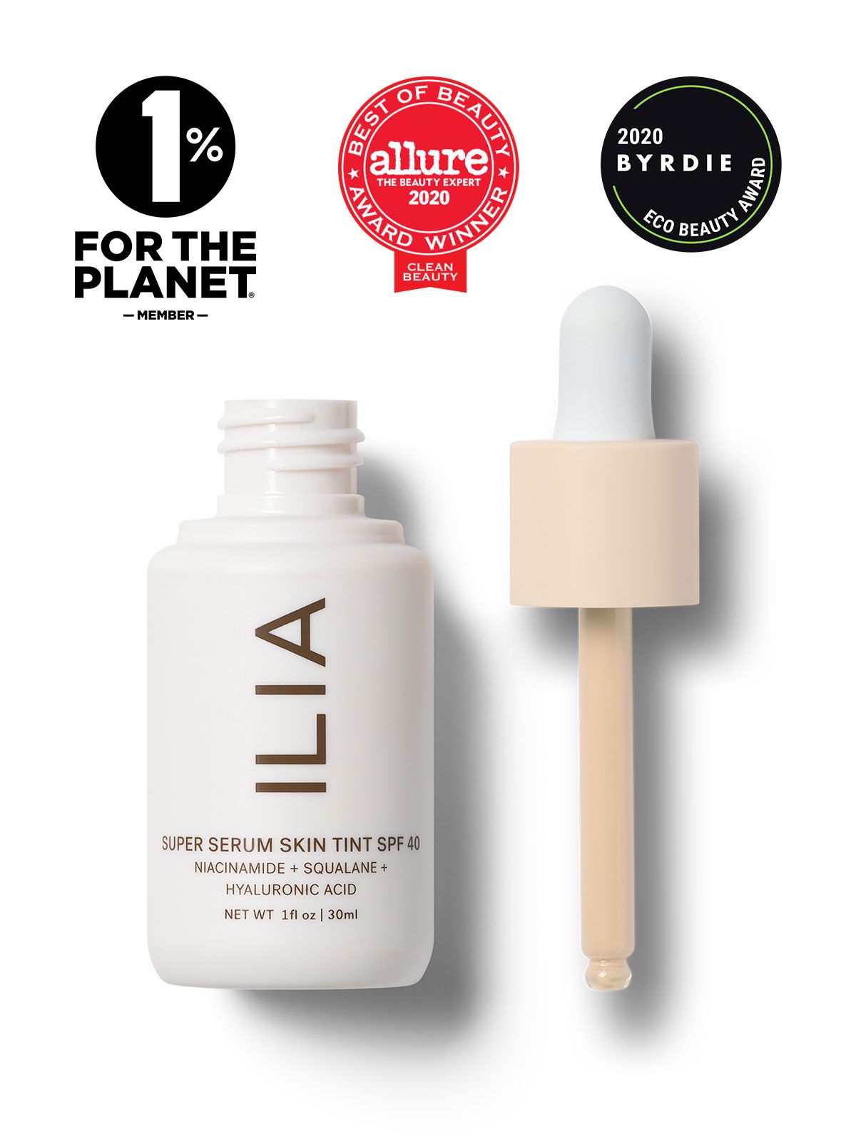 ILIA Super Serum Skin Tint SPF 40 dropper bottle